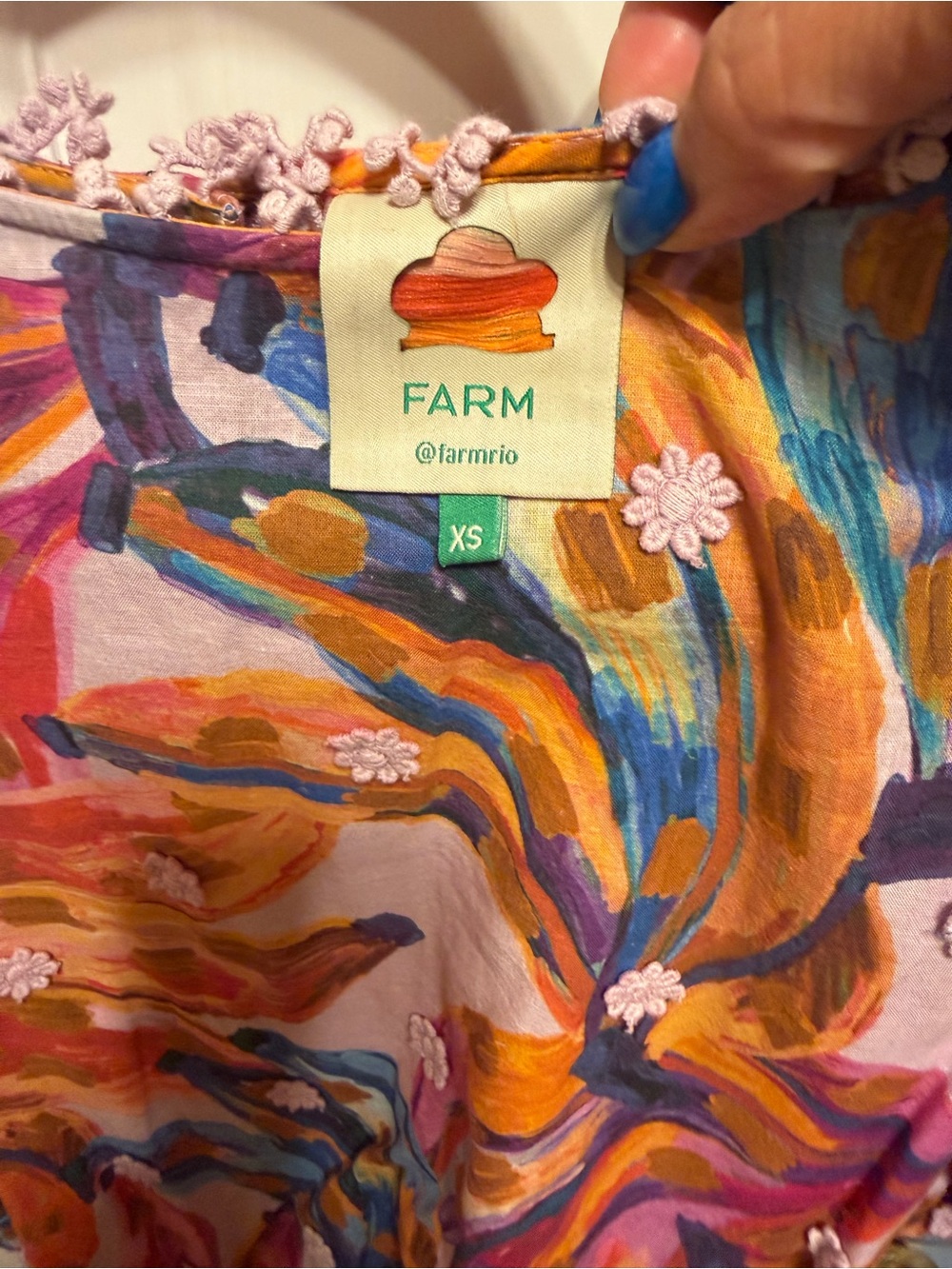Farm Rio Banana Puff-Sleeve Blouse in Pink Multi - XS - Picture 4 of 10